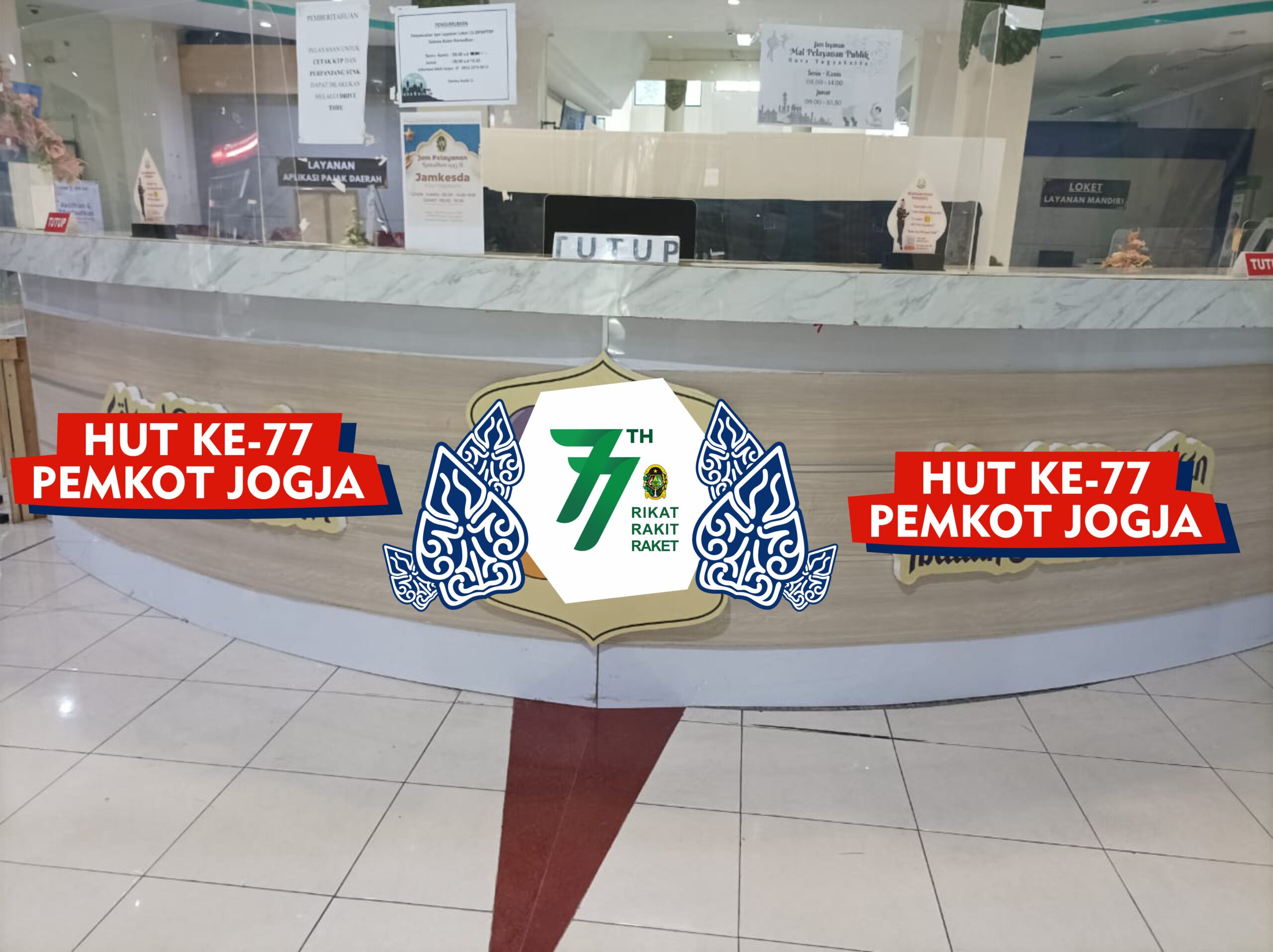 Dekorasi Kantor HUT ke 77 PEMKOT Jogja Desain Vector