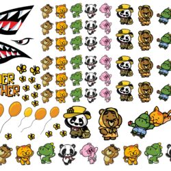 Karakter Stiker Kartun Lucu A3 Vector