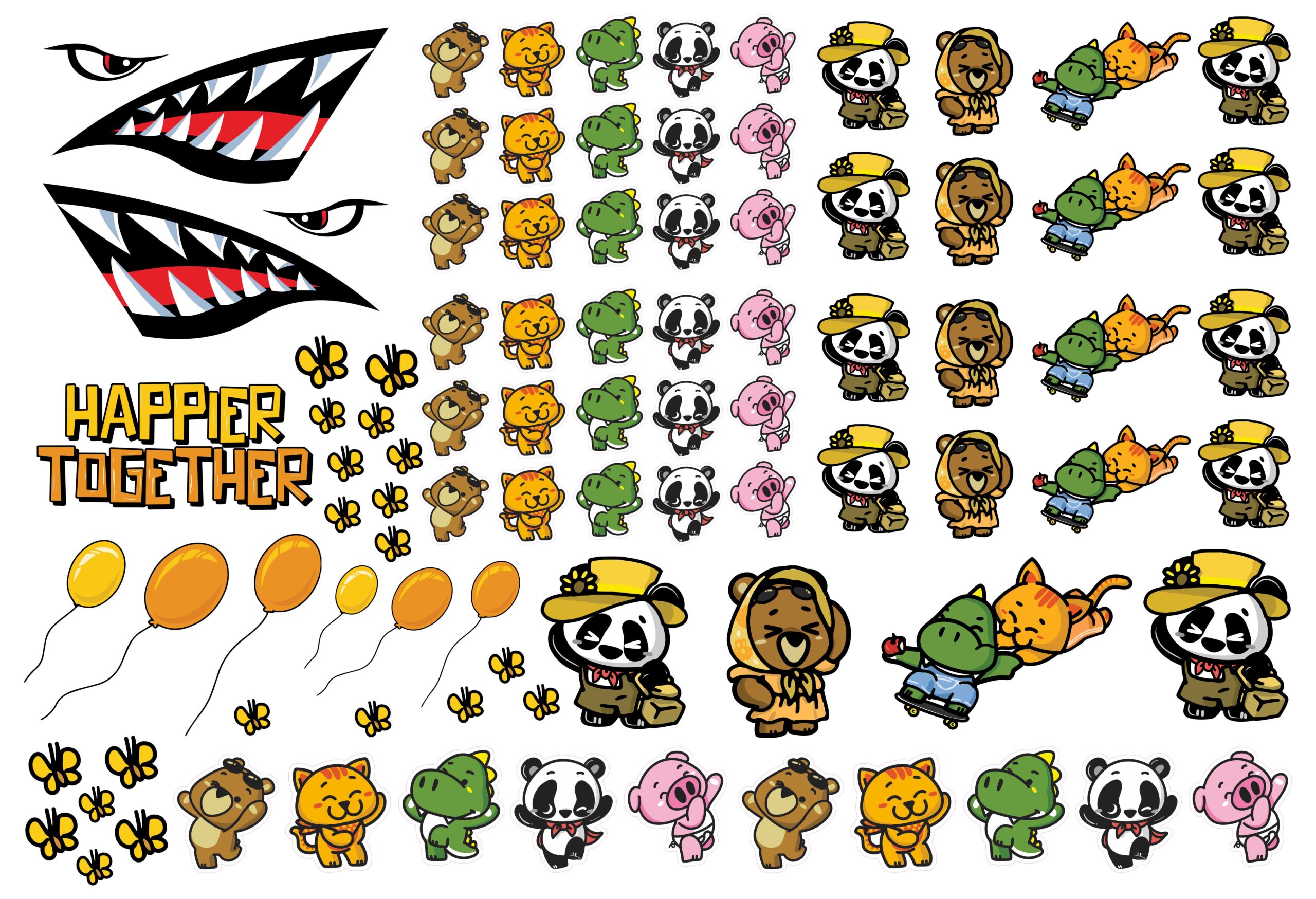 Karakter Stiker Kartun Lucu A3 Vector