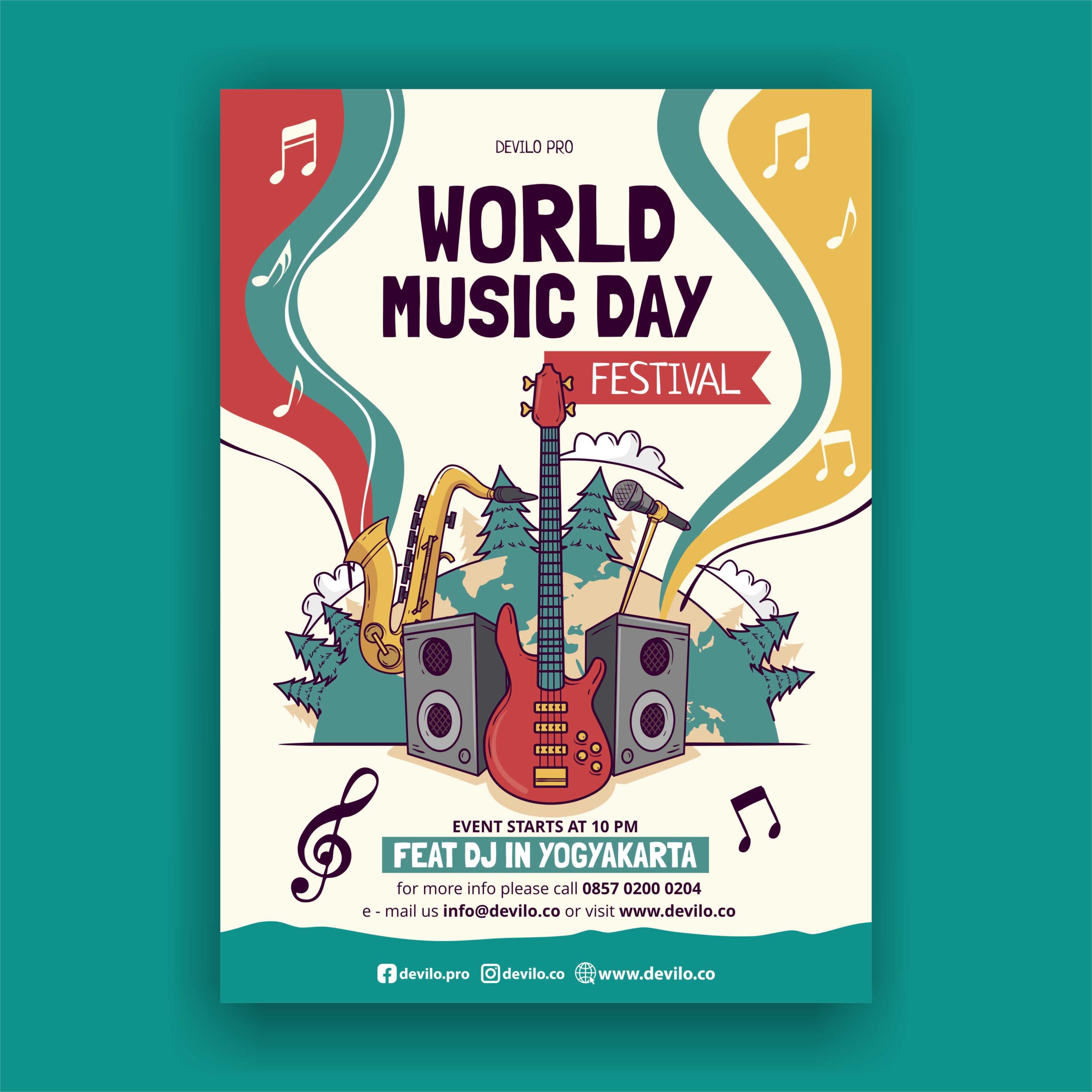 Poster Live Music Template Desain Vector