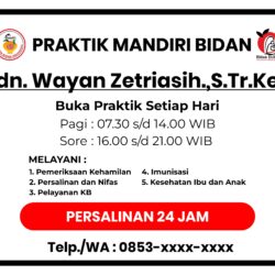 Papan Nama Bidan Desain Vector (Praktik Mandiri Bidan)