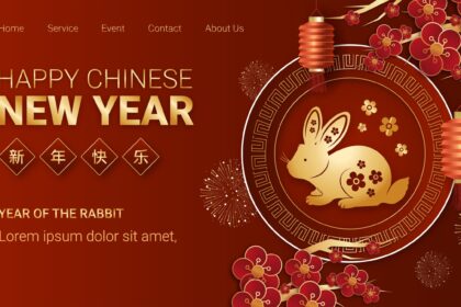 Chinese New Year Celebration Landing Page Template Vector