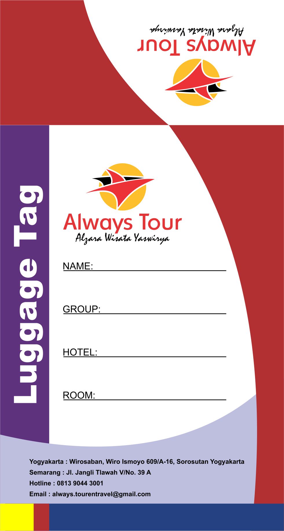 Always Tour Luggage Tag Design Vector Terbaru Agustus 2023