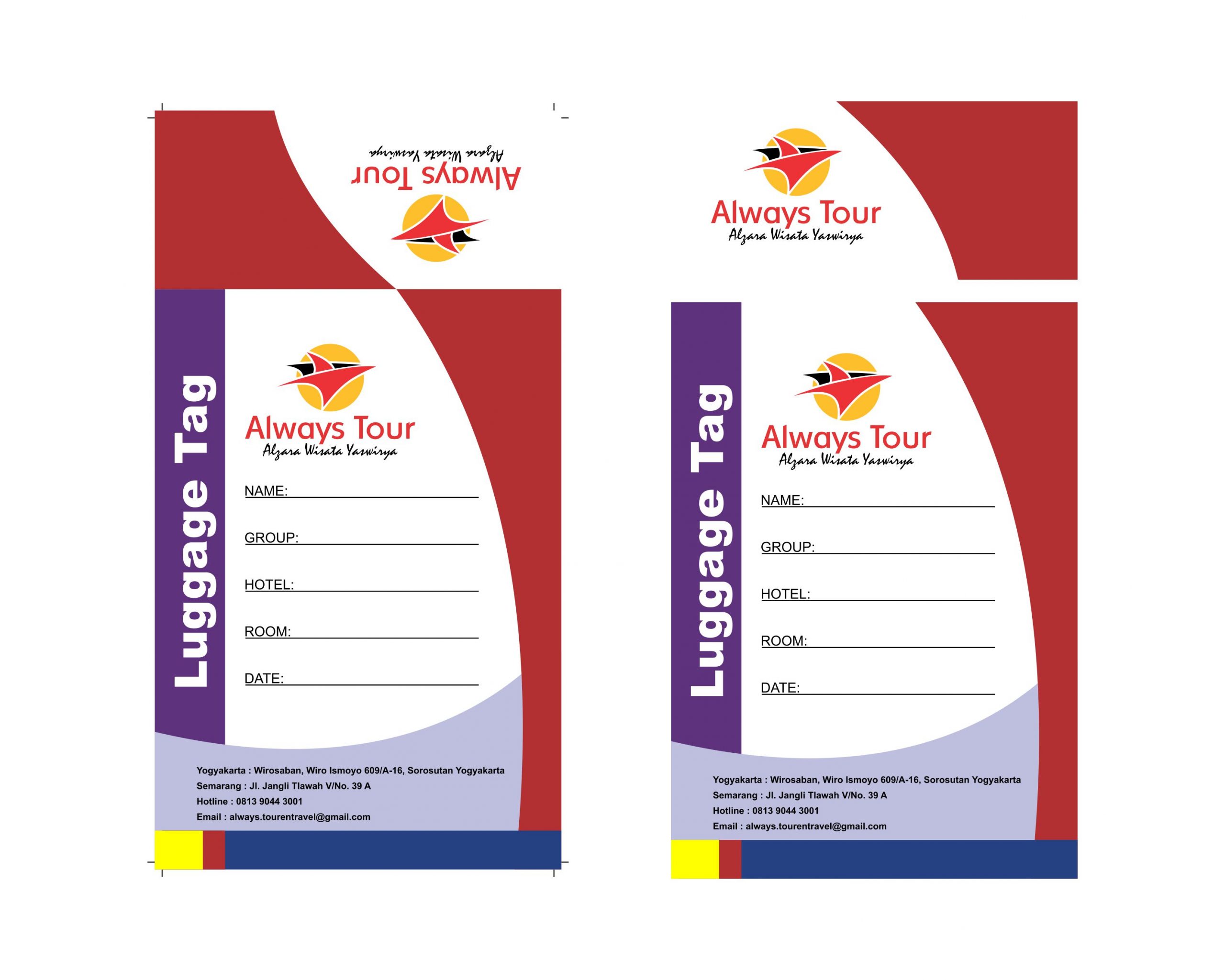 Always Tour Luggage Tag Design Vector