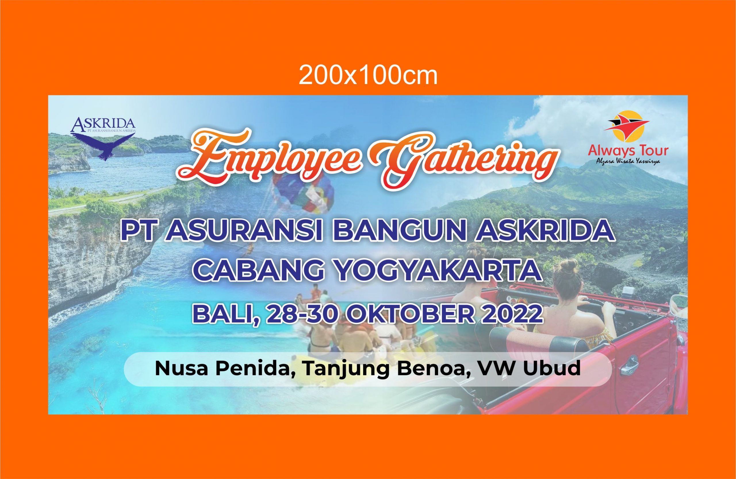 Always Tour Spanduk Employee Gathering Askrida Vector Design