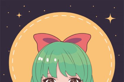 Anime Girl with Bow Hair Vector CorelDraw