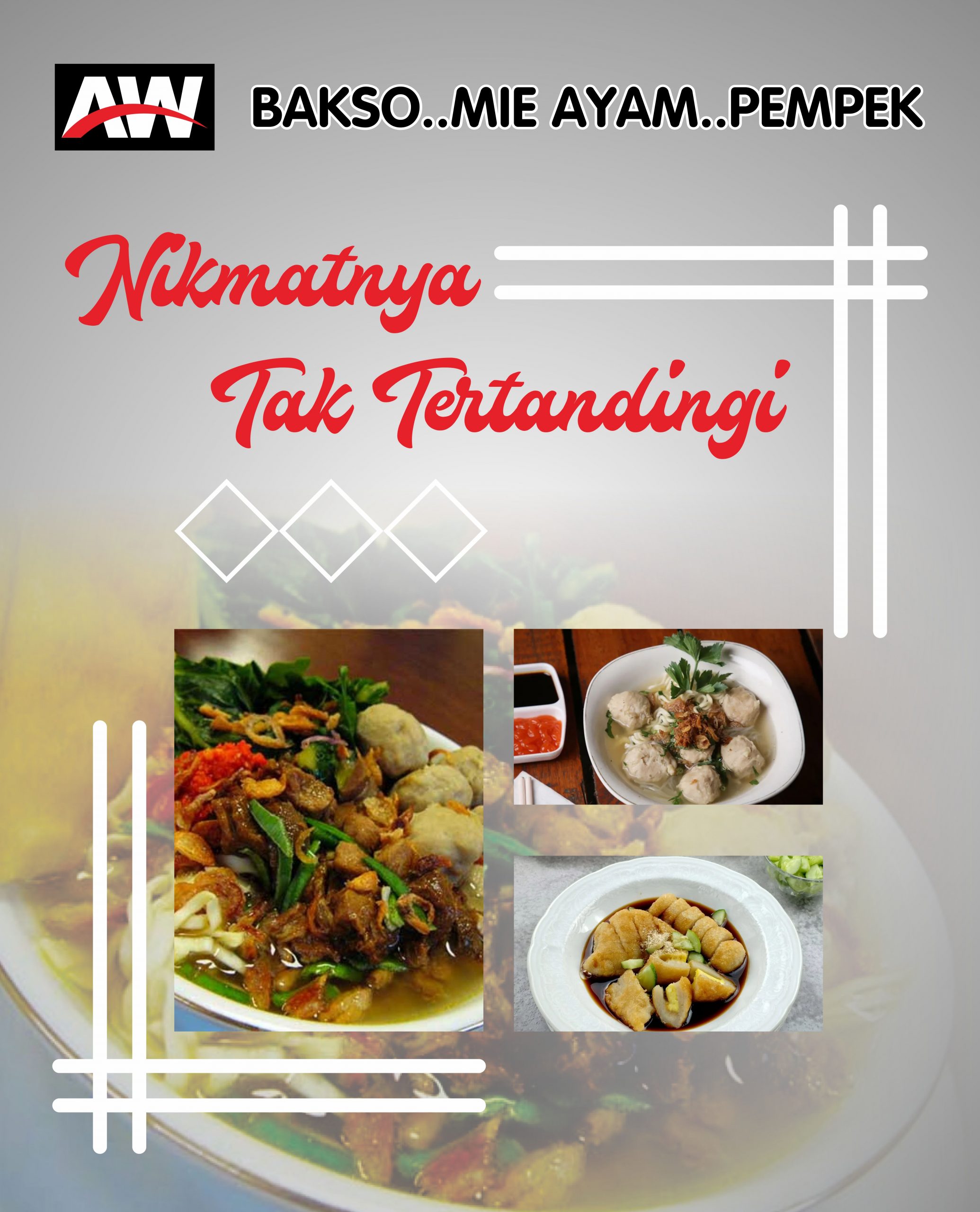 Bakso Mie Ayam Pempek AW Banner Vector