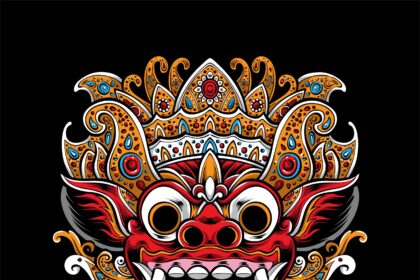Balinese Barong Mask Illustration Vector
