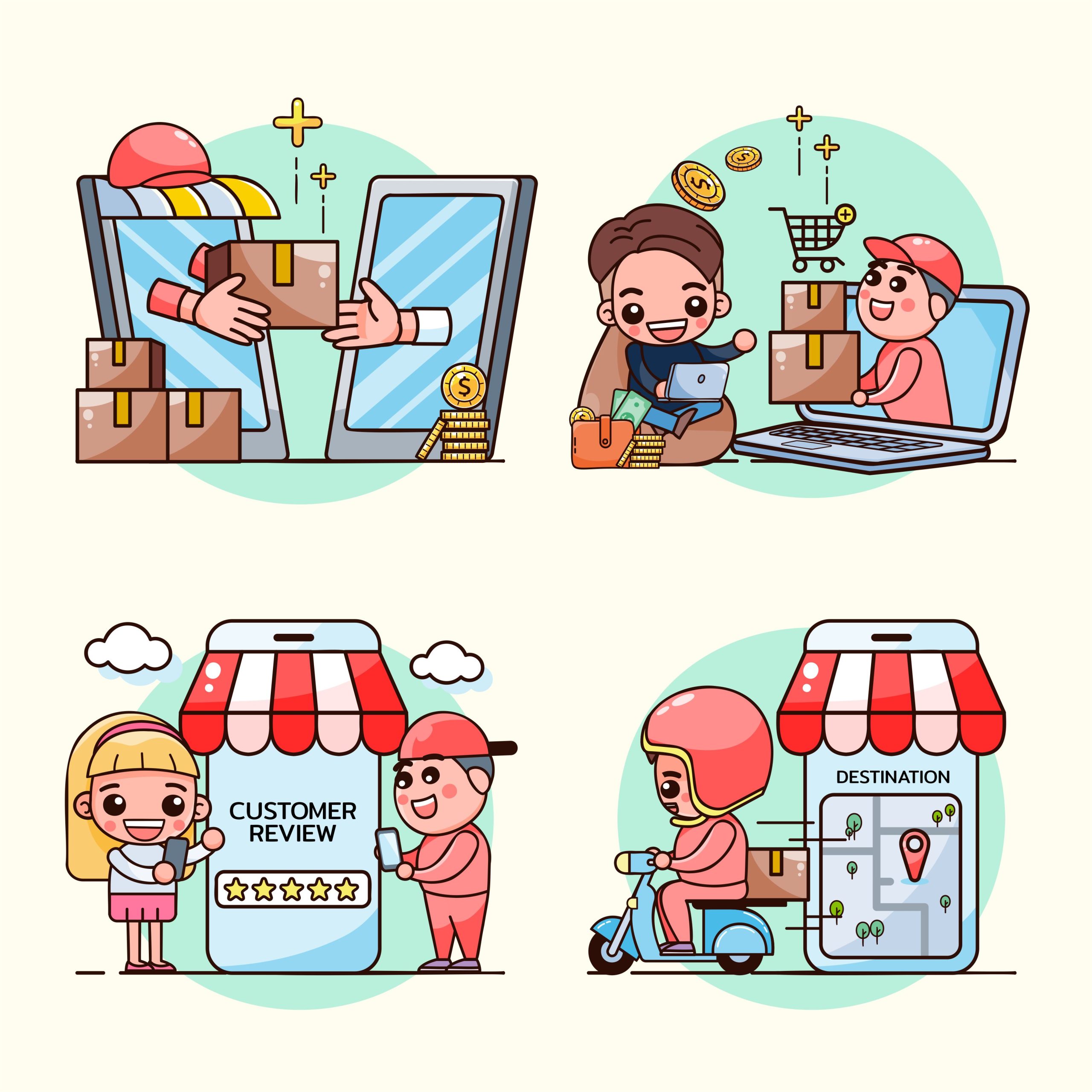 Belanja Pembayaran Proses Online Vector