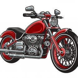 Bobber Motorcycle Red Color Vector