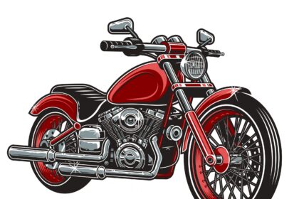 Bobber Motorcycle Red Color Vector