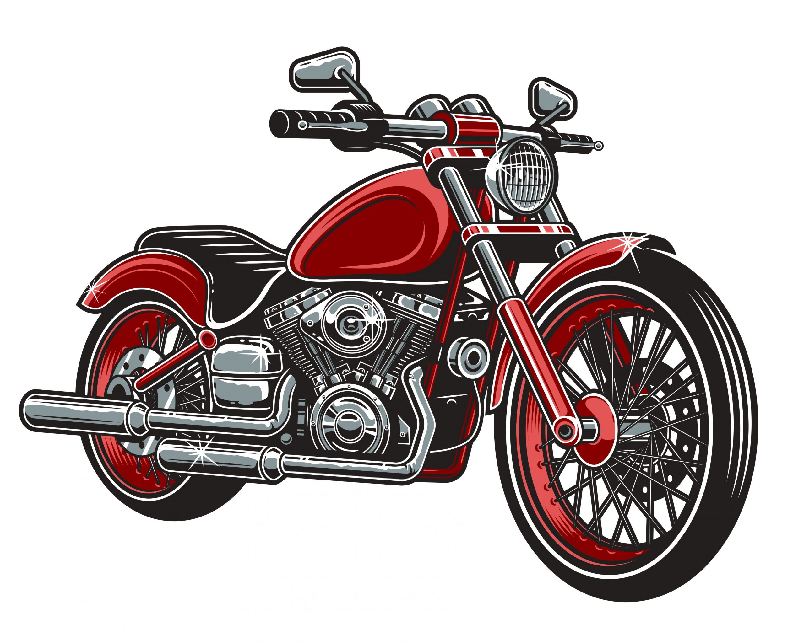 Bobber Motorcycle Red Color Vector
