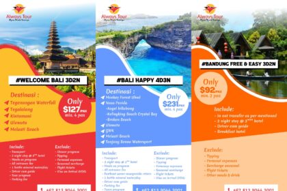 Brosur atau Flayer Wisata Indonesia Always Tour Jogja Vector