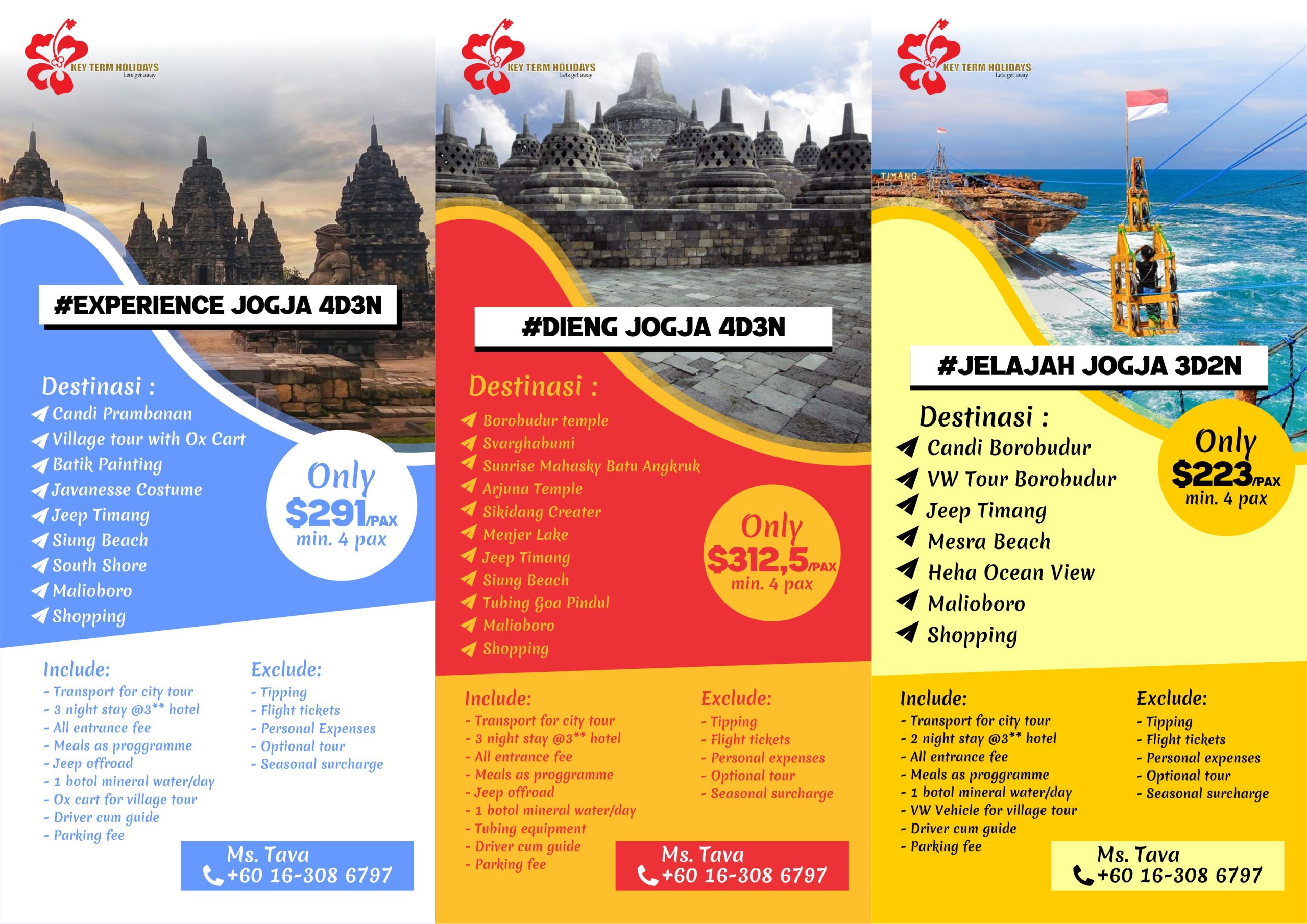 Brosur atau Flayer Wisata Indonesia Always Tour Jogja Vector
