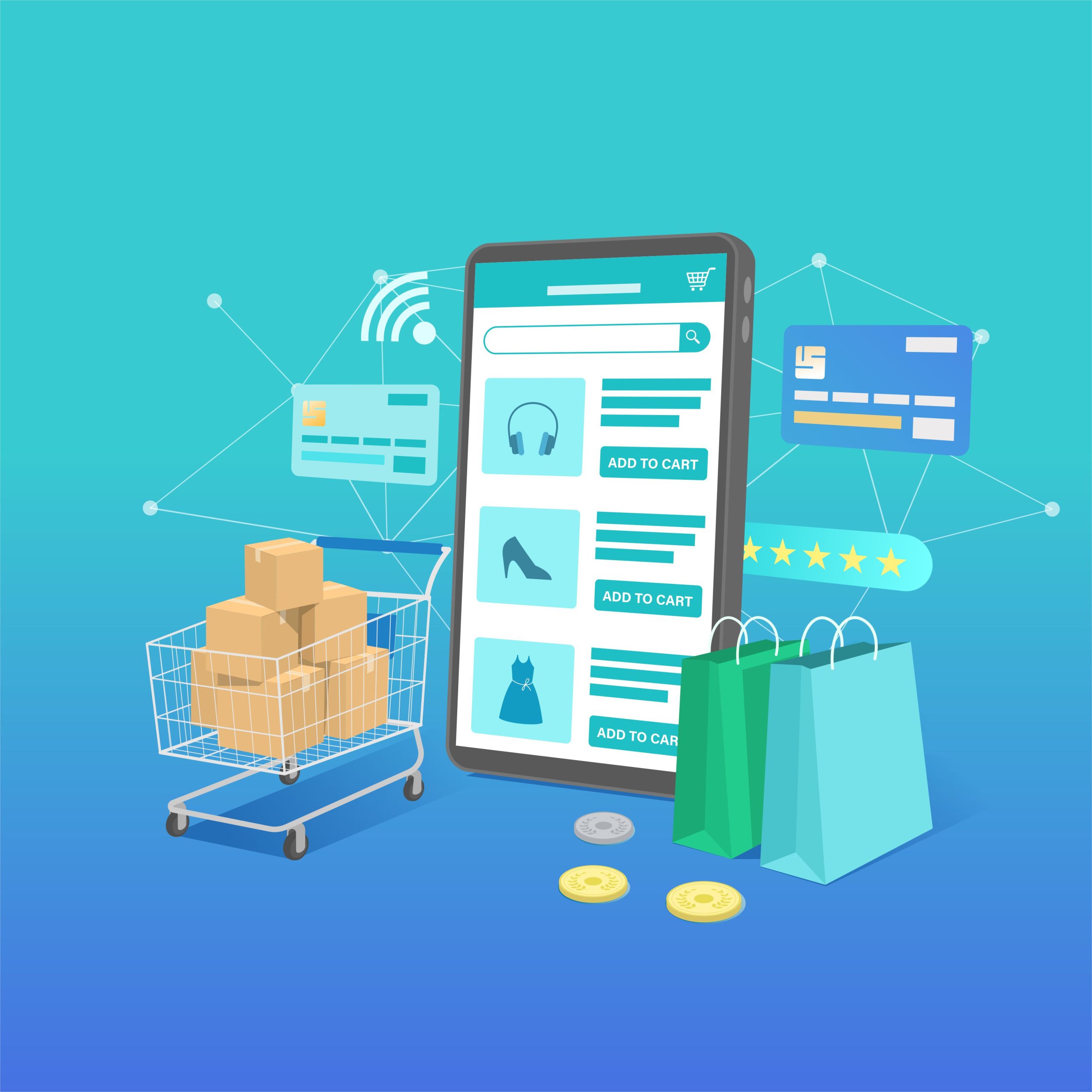 Cart Online Shop Vector
