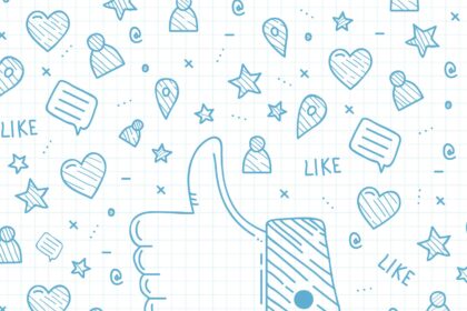 Cartoon Background with Facebook Icons Vector