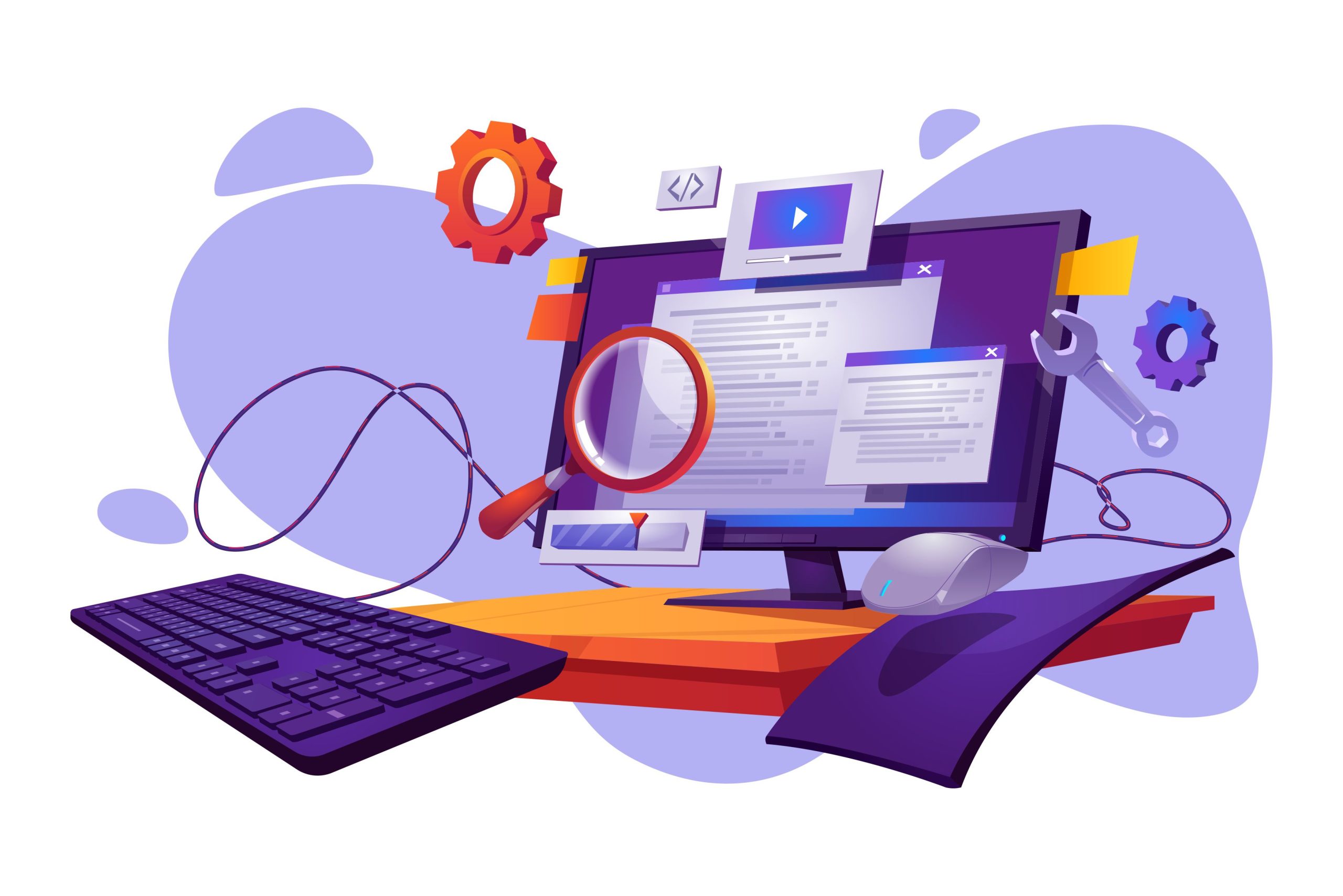 Code Testing Cartoon BannerProgramming Illustration Vector