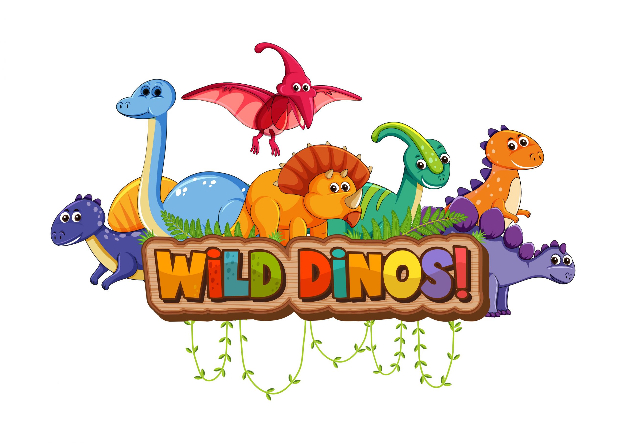 Cute Dinosaurs Cartoon Character Vector