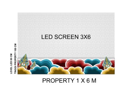 Dekorasi Awan Wayang Frame LED Screen Desain Vector