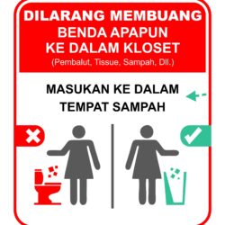 Dilarang Membuang Benda Apapun Ke Dalam Kloset Stiker Desain Vector