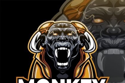 Esports Gaming Logo Monkey Esports Vector