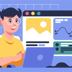 Flat CMS Landing Page Template Vector