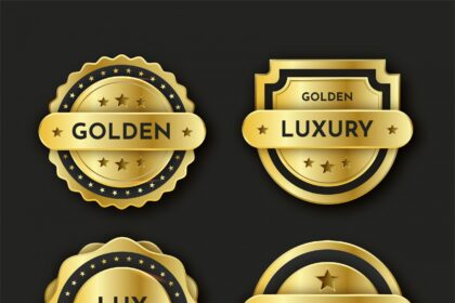 Gradient Golden Luxury Badges Collection Vector