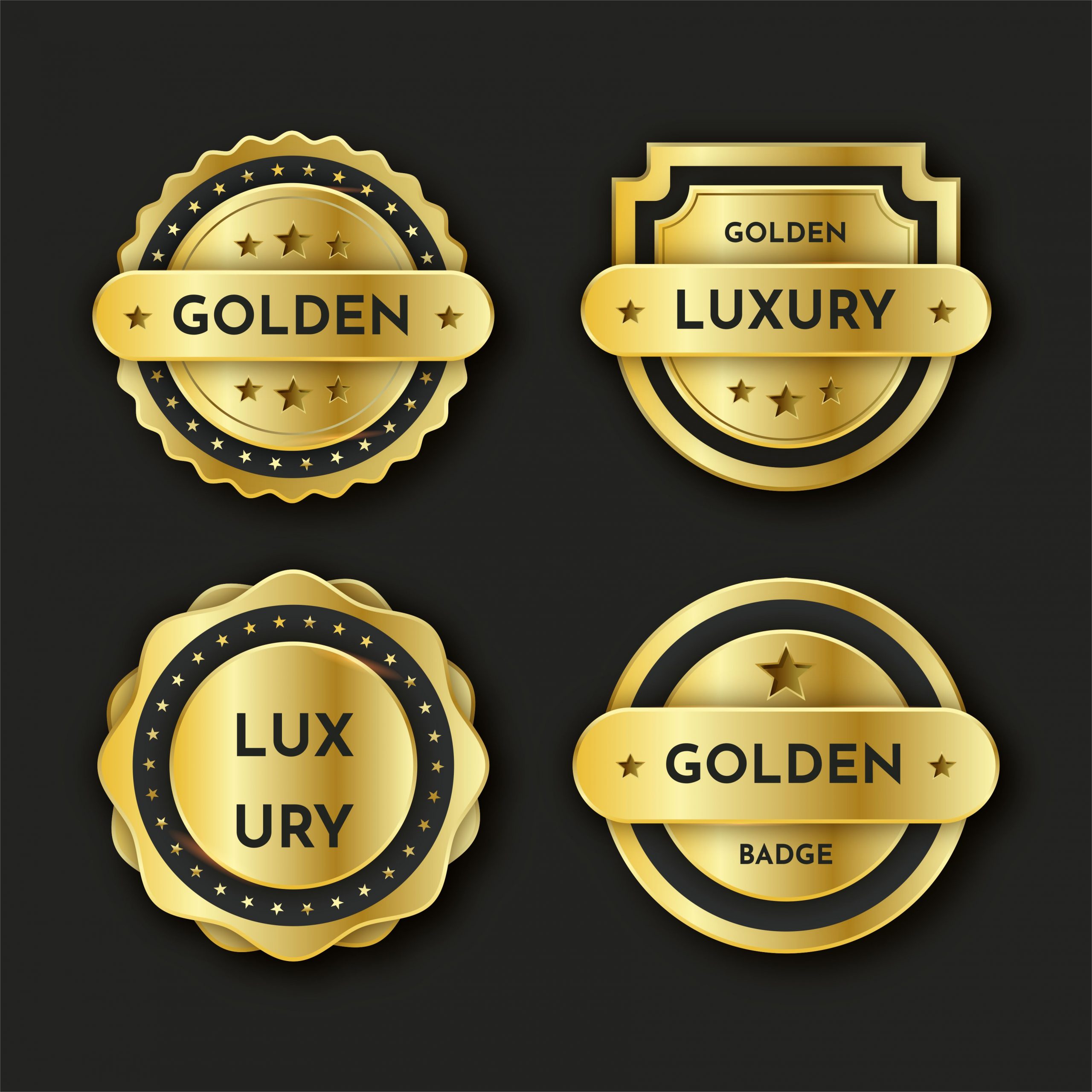 Gradient Golden Luxury Badges Collection Vector