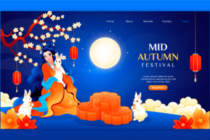 Gradient Mid Autumn Festival Landing Page Design Template