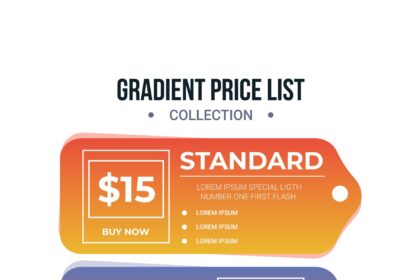 Gradient Price List Set Vector