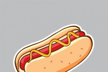 Hot Dog Fast Food Sticker Design Vectors