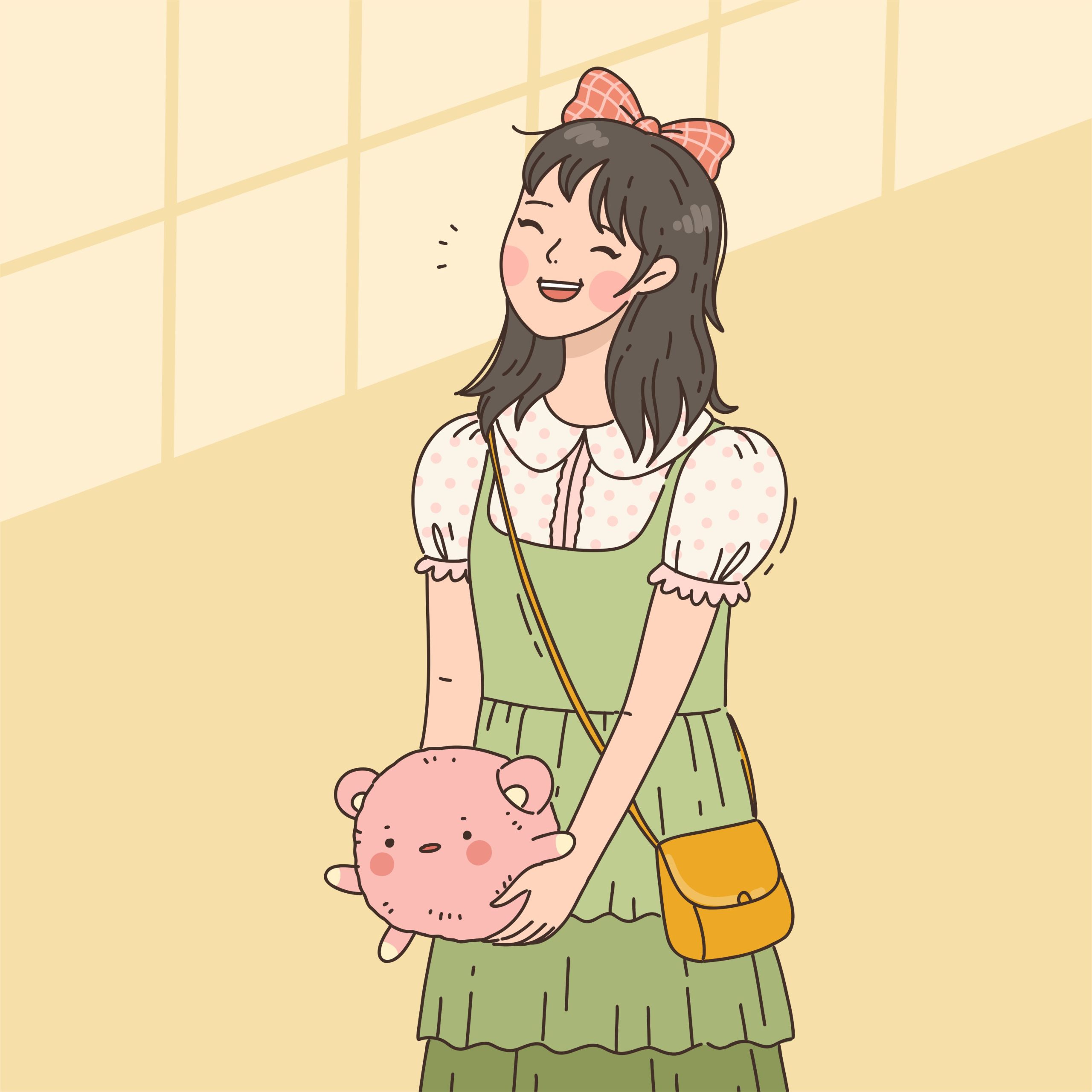 Ilustrasi Karakter Gaya Gambar Korea yang Digambar Tangan Vector