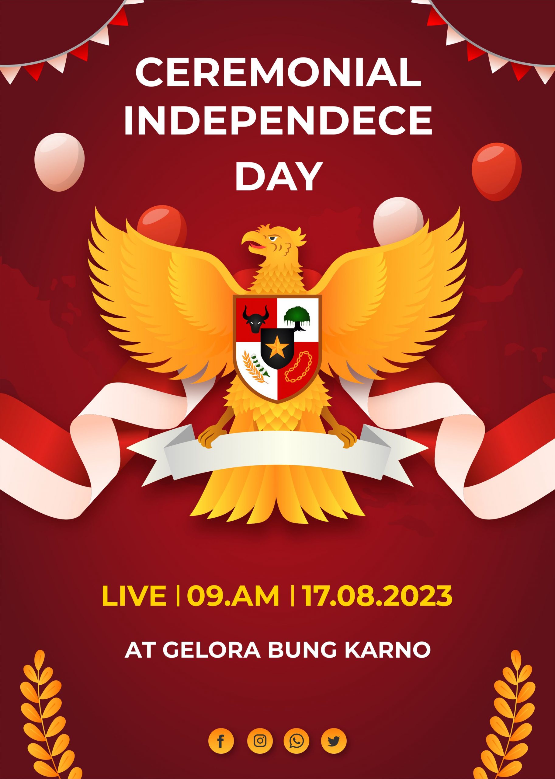 Indonesia Independence Day Gradient Poster Template Vector