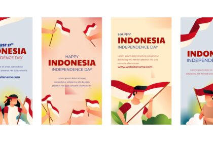 Indonesia Independence Day Story Set Vector