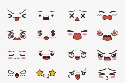 Kawaii Face Collection Vector