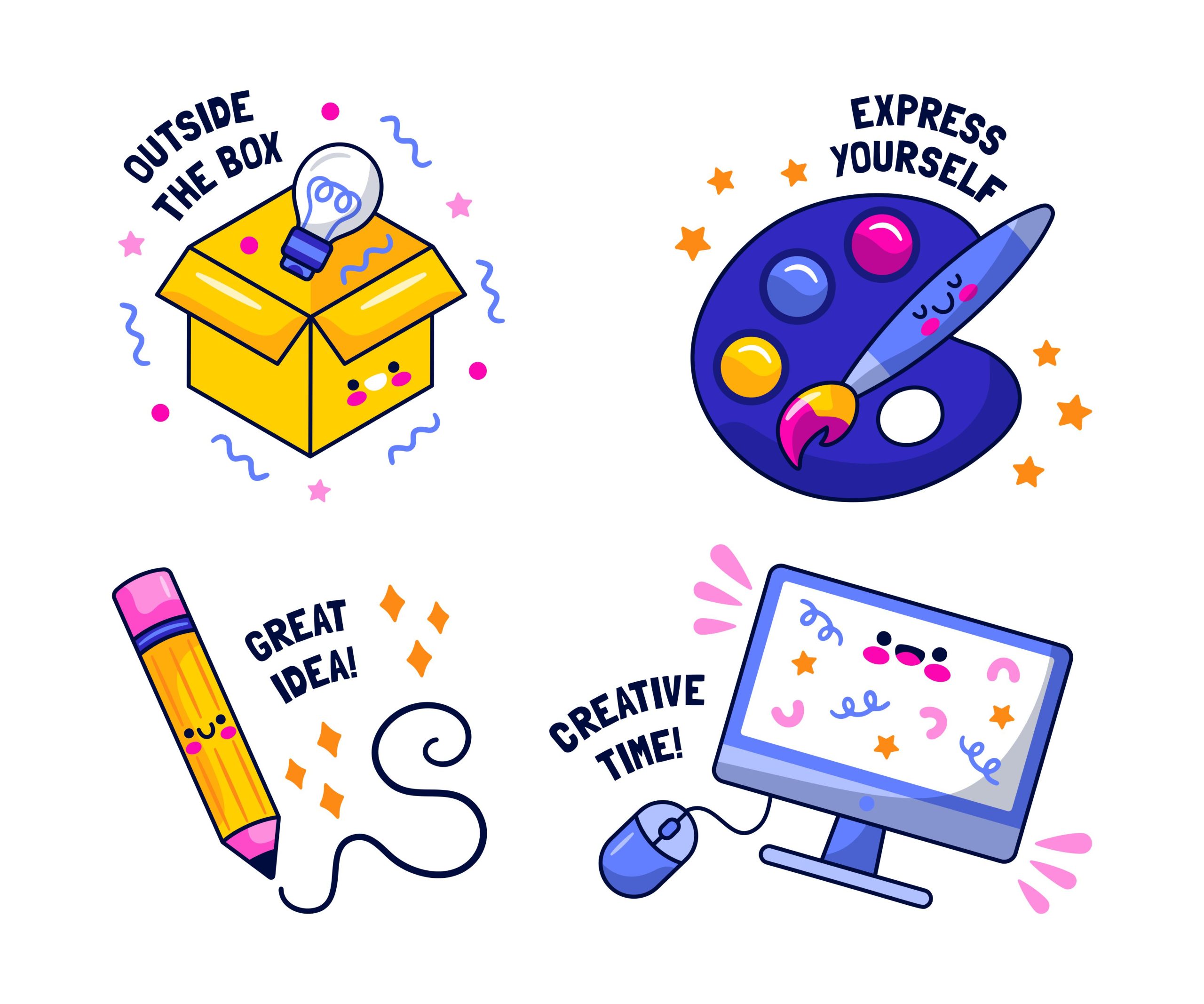 Kawaii Sticker Set vector
