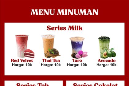 Menu Minuman Boba dan Banner Desain Vector