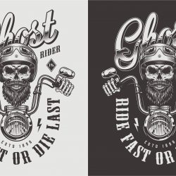 Motorcycle Emblem with Skull Vector