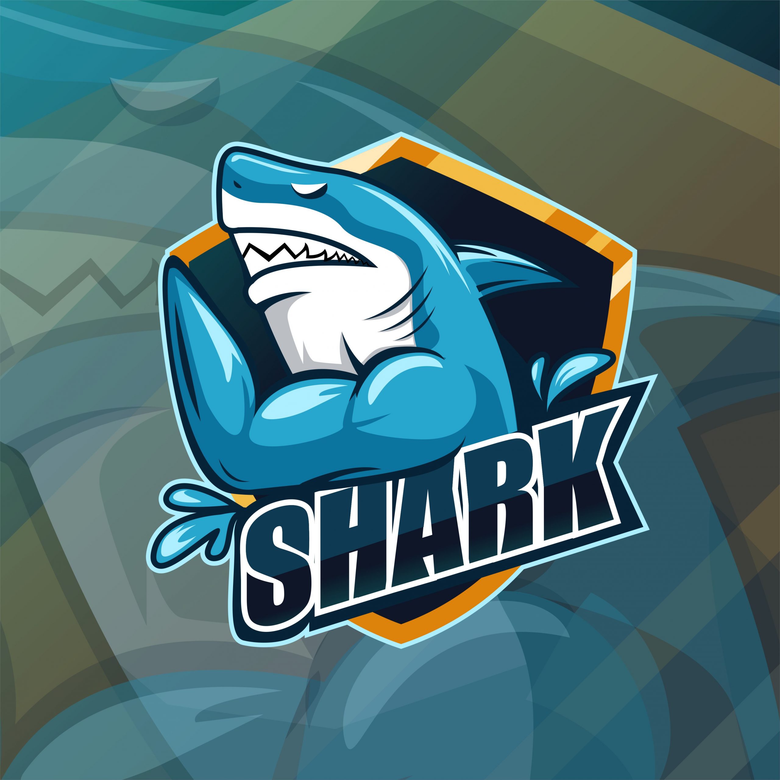 Muscled Shark Esport Gaming Vector