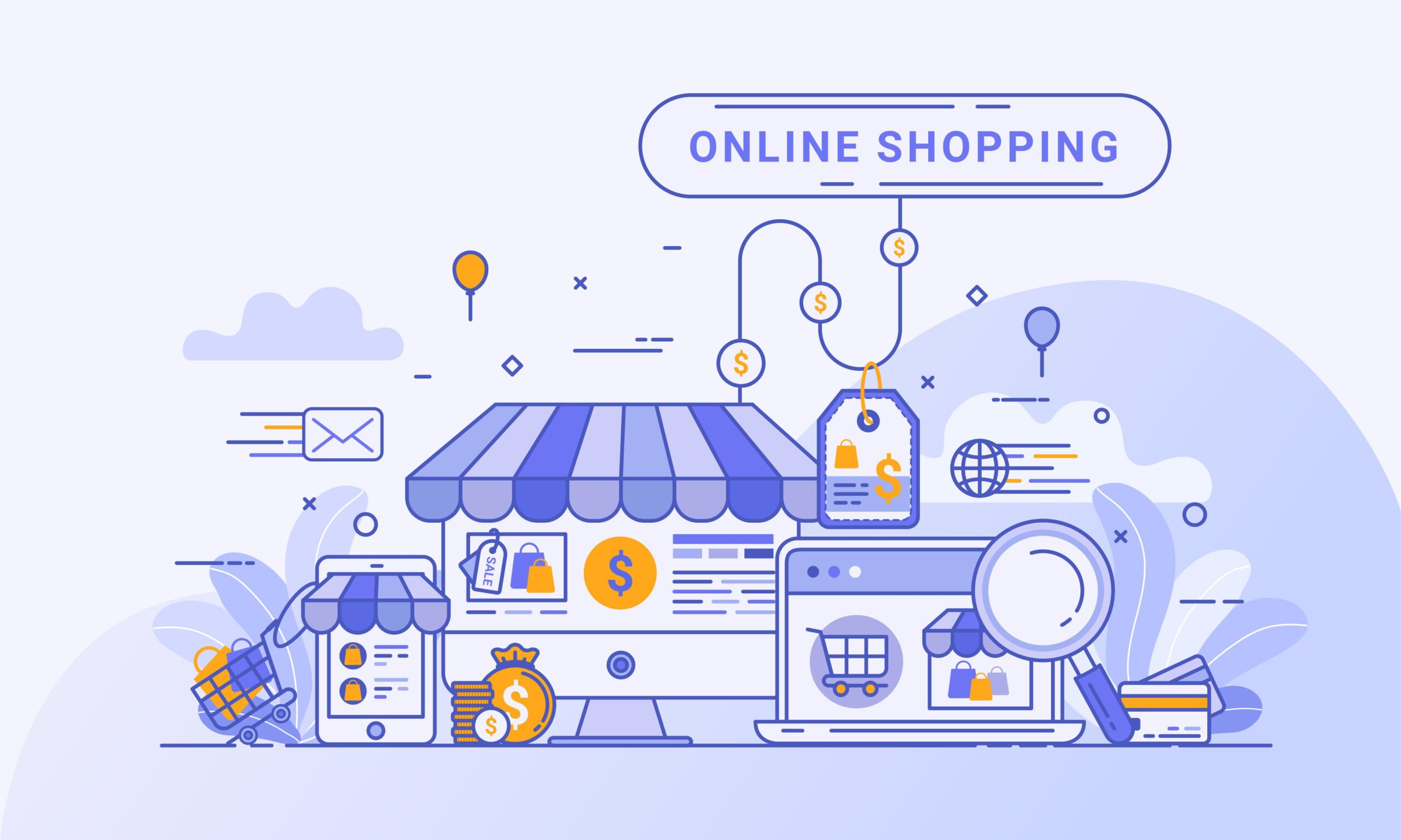 Online Shopping Concept Web Landing Page Digital Marketing Website Vector