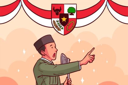 Pancasila Day Illustration with Soldier Speaking into Microphone Vector