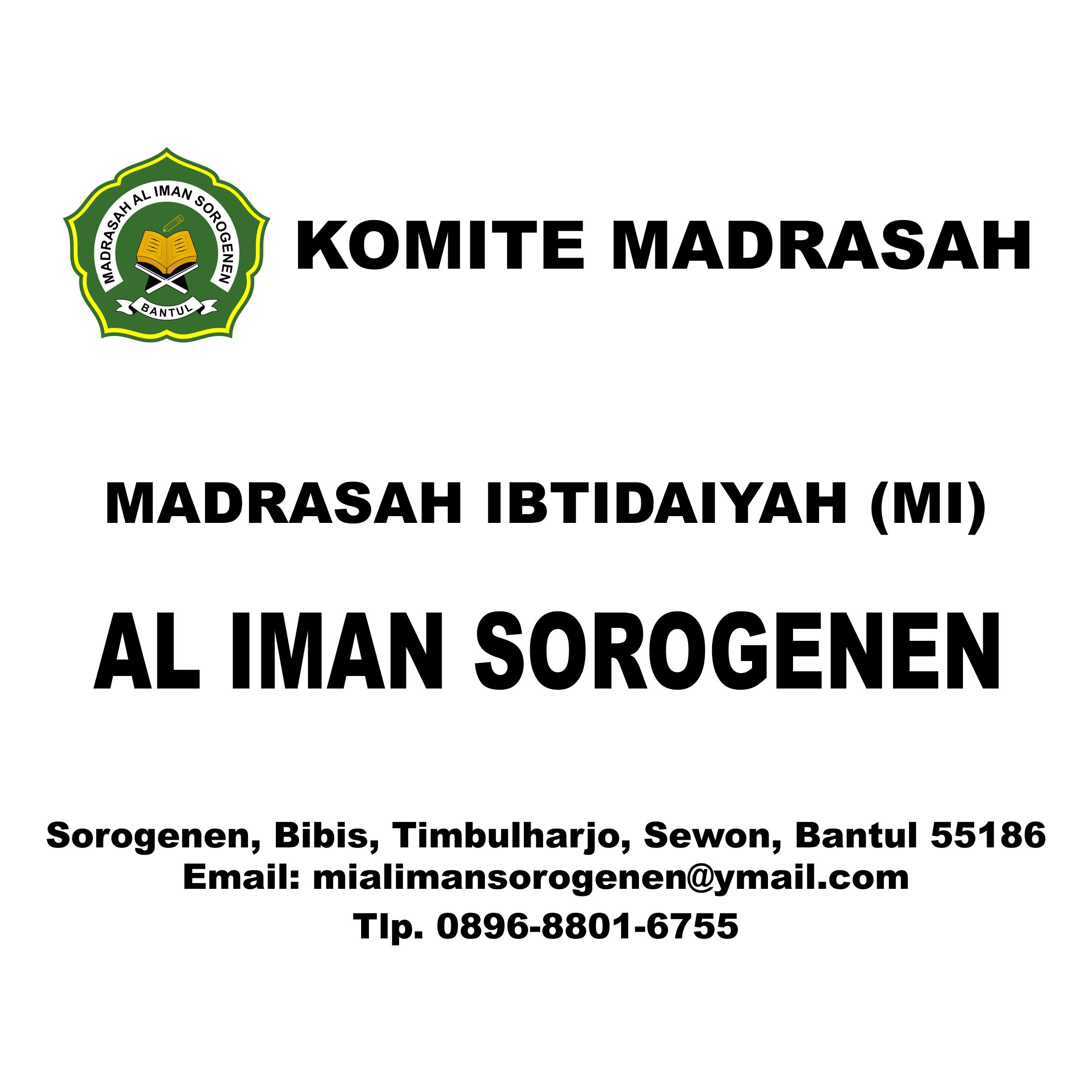 Papan Nama MADRASAH IBTIDAIYAH (MI) Al Iman Sorogenen Vector CorelDraw