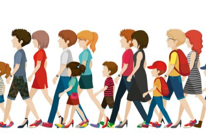 People without Faces Walking Vector