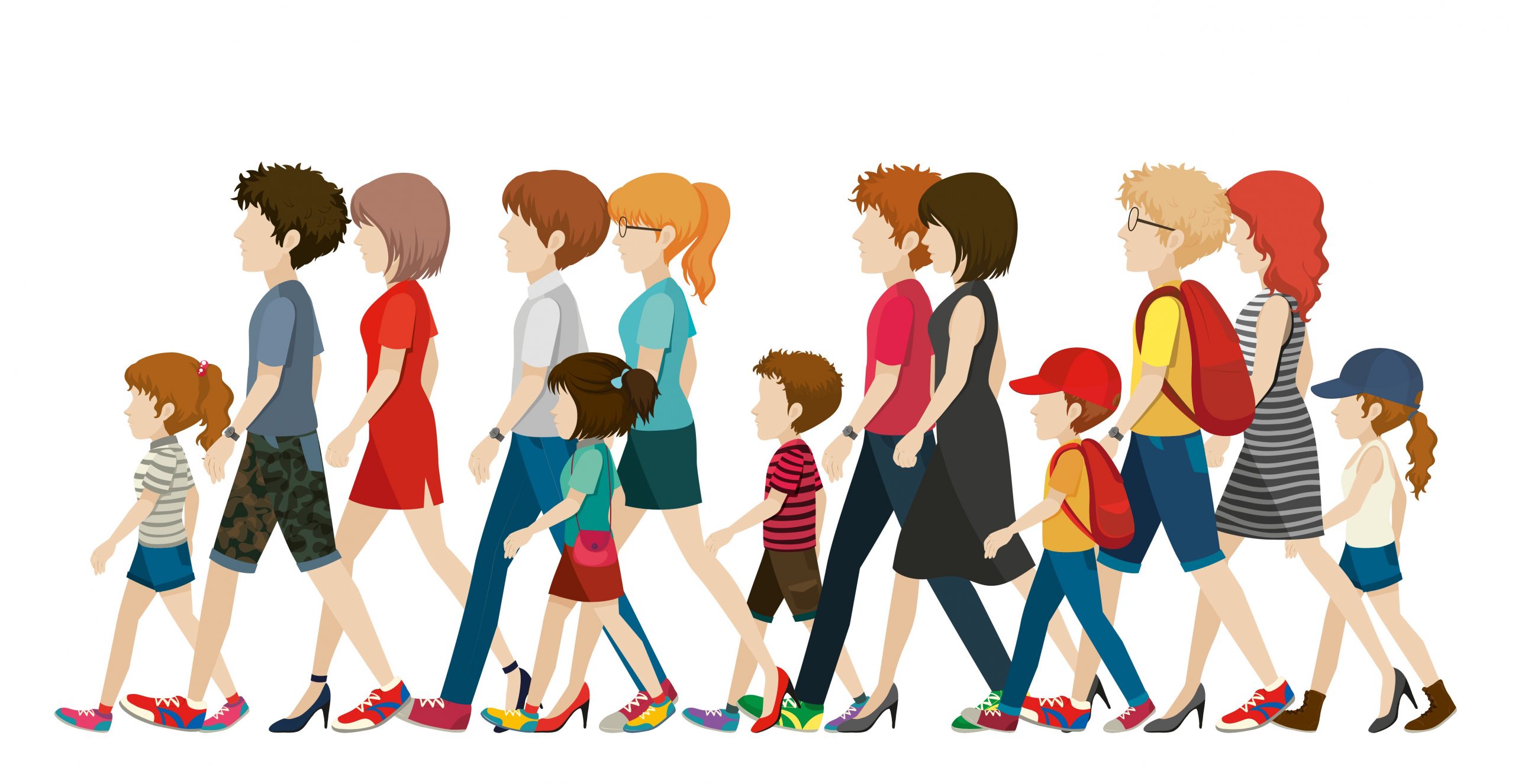 People without Faces Walking Vector