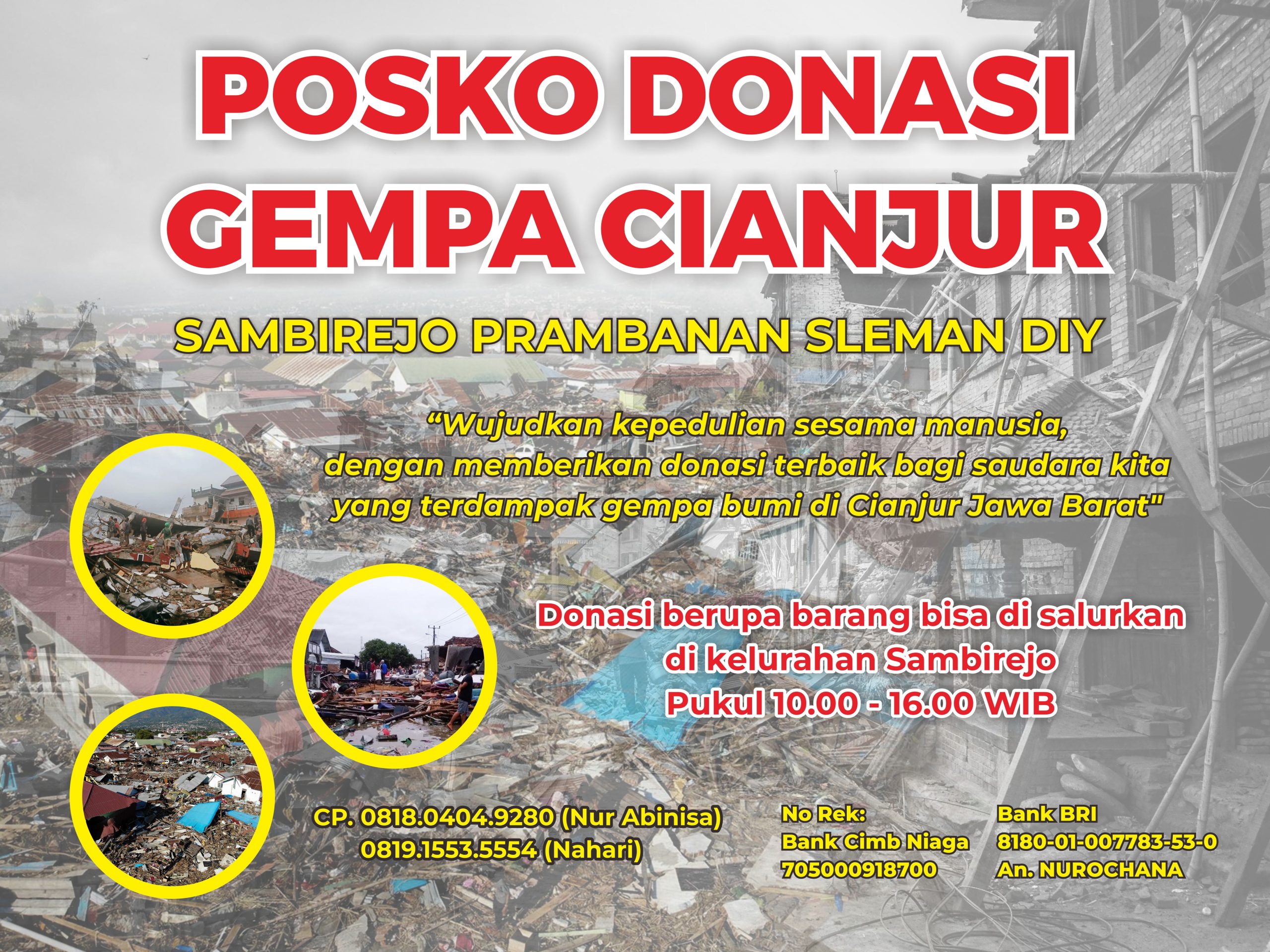 Posko Donasi Gempa Banner Design Vector