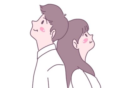 Pria Wanita yang Menunjukkan Cinta Satu Sama Lain Vector Cartoon