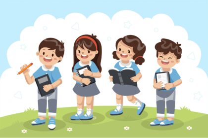 School Hand Drawn Flat Illustration Vector