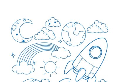 Set Simple Children Hand Drawing Objects Vector