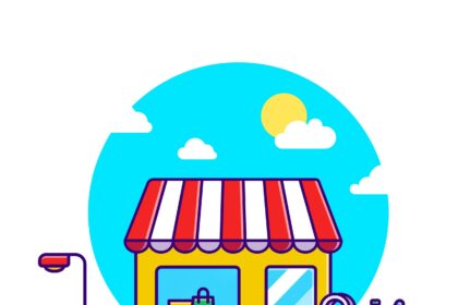 Shop Cart Shop Building Vector Design