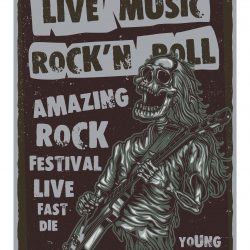 Skeleton Playing Guitar Illustration Vector